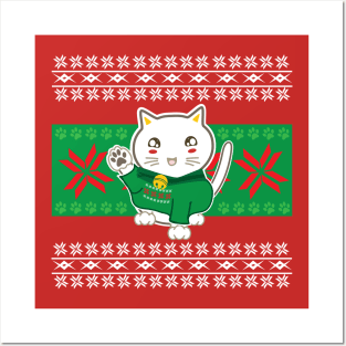 Lucky Cat - Ugly Christmas Sweater Posters and Art